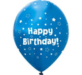 Oaktree metallic blue star Happy Birthday latex balloons, 11-inch pack of 6