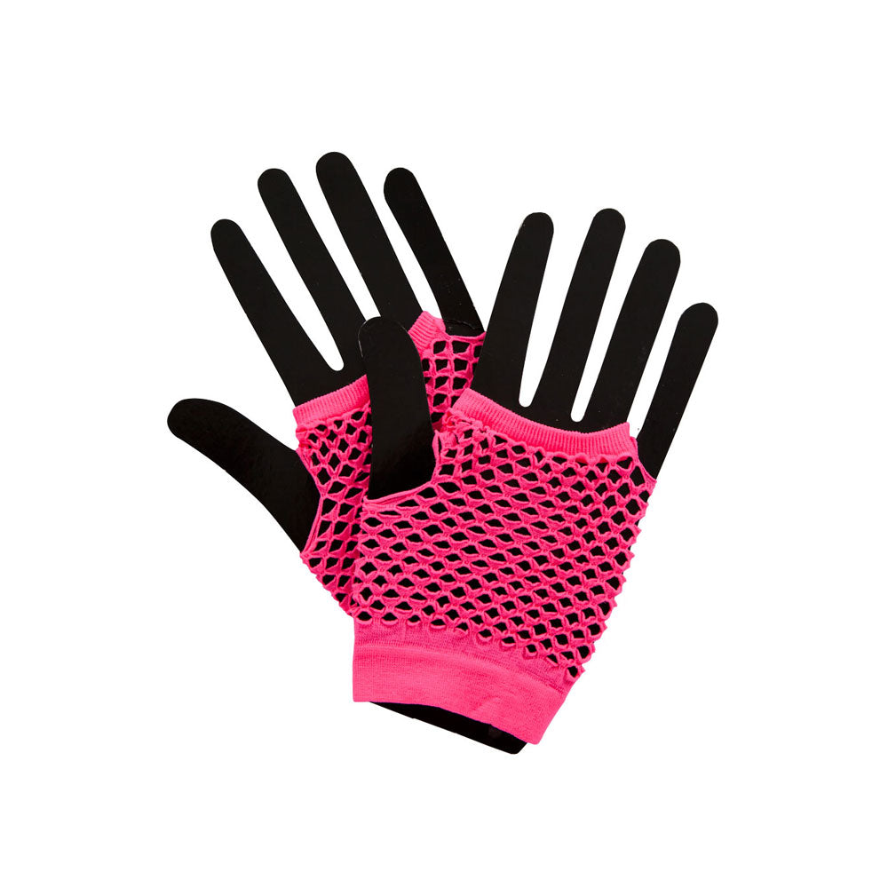 Wicked Costumes 1980s neon pink fingerless net gloves