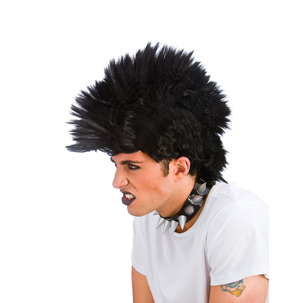 Black Punk Rocker Mohawk Wig fancy dress costume