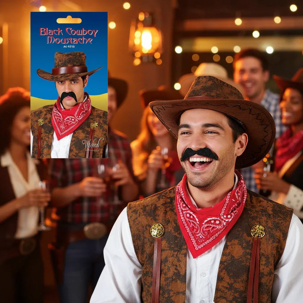 Wicked Costumes 70's Cowboy Moustache - Black - Why Not Shop