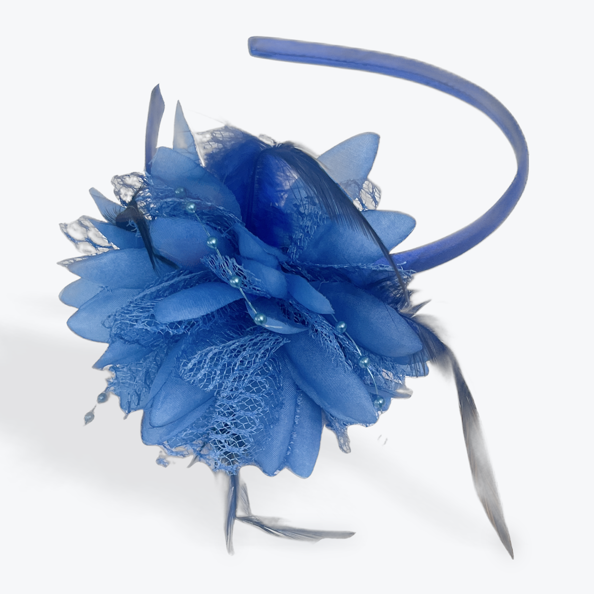 Royal Blue Fascinator Elegant Flower Headband And Clip With Artificial Feathers | Merthyr Tydfil | Why Not Shop Online