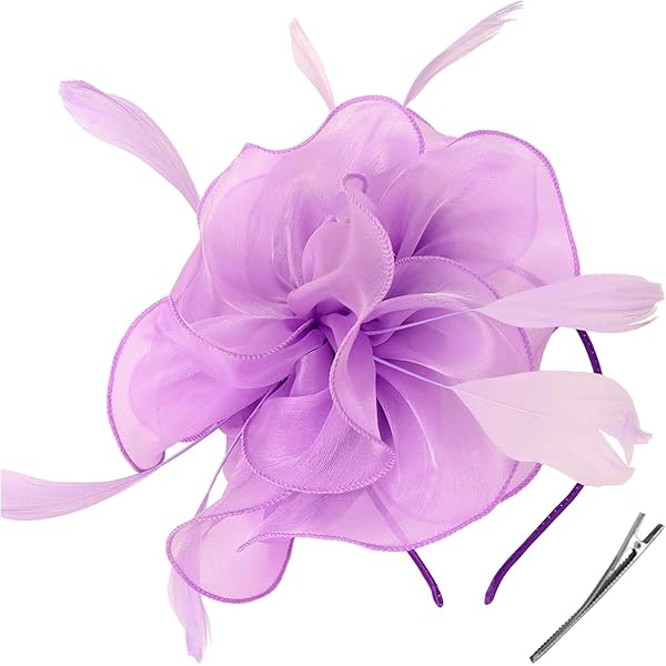 Womens Light Purple Fascinator With Feathers on a Headband and a Clip | Merthyr Tydfil | Why Not Shop Online