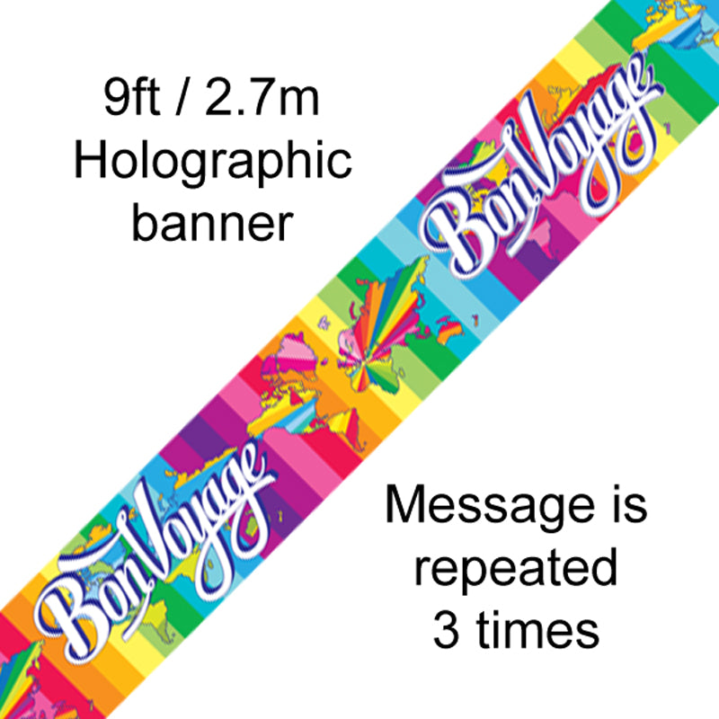 9ft Banner Bon Voyage Metallic