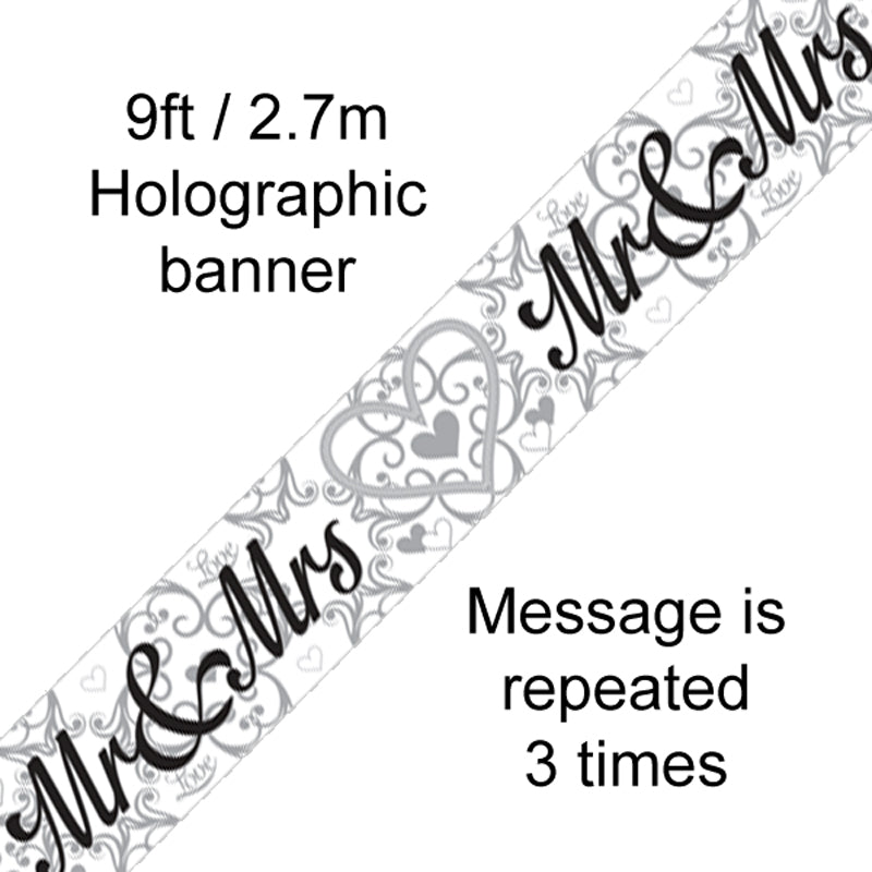9ft Banner Mr & Mrs Metallic