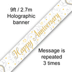 9ft Banner Happy Anniversary Linked Hearts