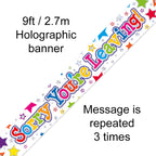 9ft Banner Sorry You're Leaving Stars