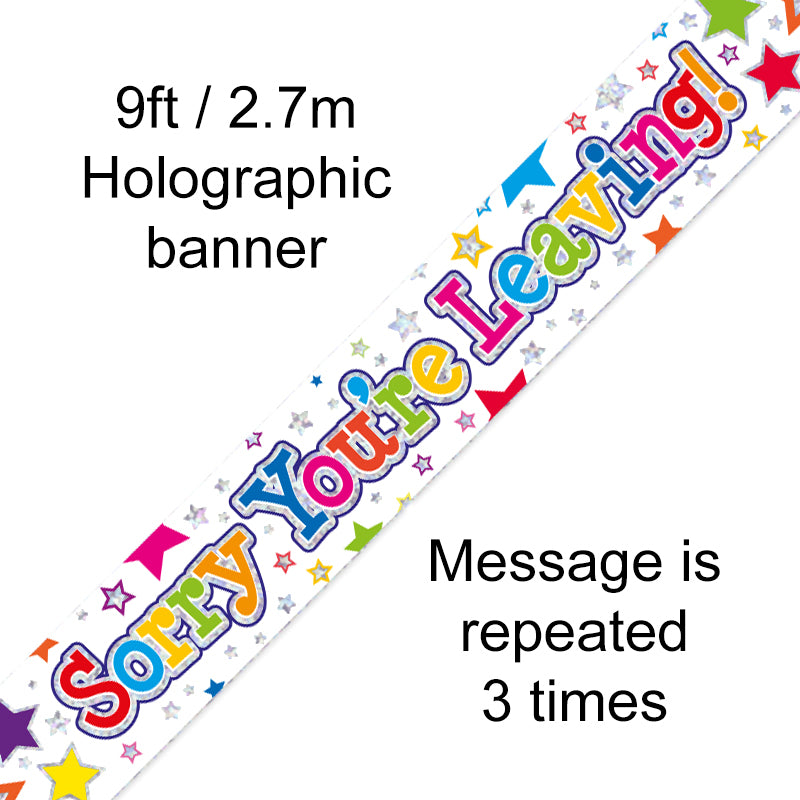 9ft Banner Sorry You're Leaving Stars