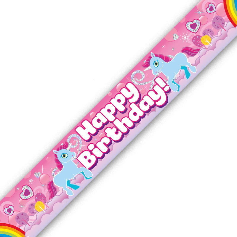 9ft Unicorn Rainbow Birthday Holographic Banner