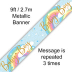 9ft Pastel Rainbow Baby Boy Banner Holographic