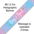 9ft Boy or Girl Gender Reveal Banner Holographic