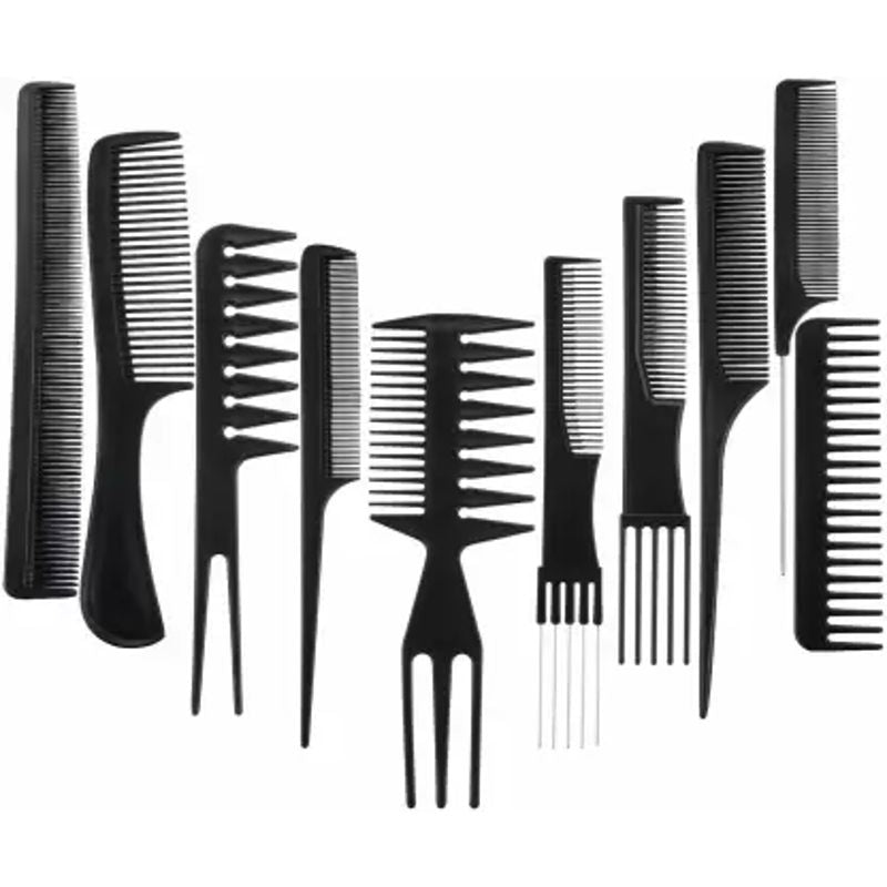 Adorn 10 pack of black professional hair combs