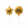 Set of gold birthday candles with assorted designs standing 6.5cm tall