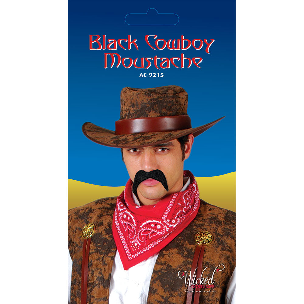 70's Black Cowboy Moustache