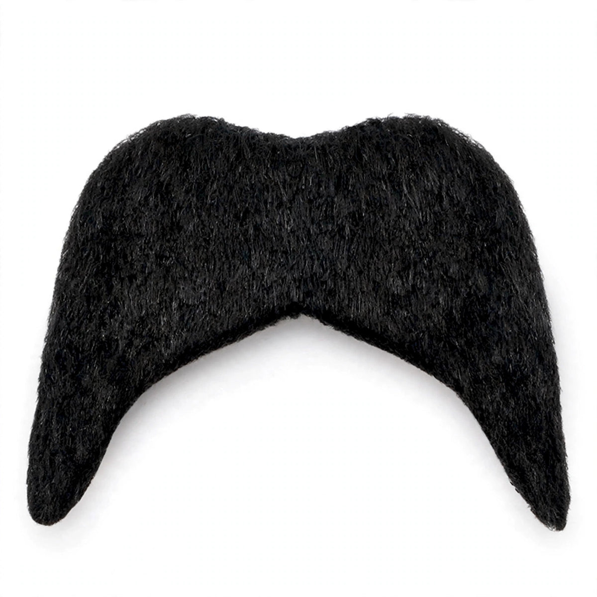 close-up view of 70's Black Cowboy Moustache showing adhesive backing