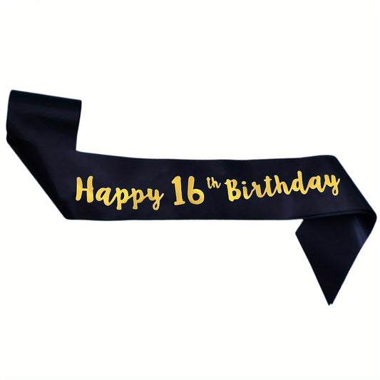 Black And Gold 16th Birthday Sash | Merthyr Tydfil | Why Not Shop Online