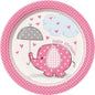 8 Pack 7 Inch Umbrellaphants Pink Baby Shower Plates | Merthyr Tydfil | Why Not Shop Online