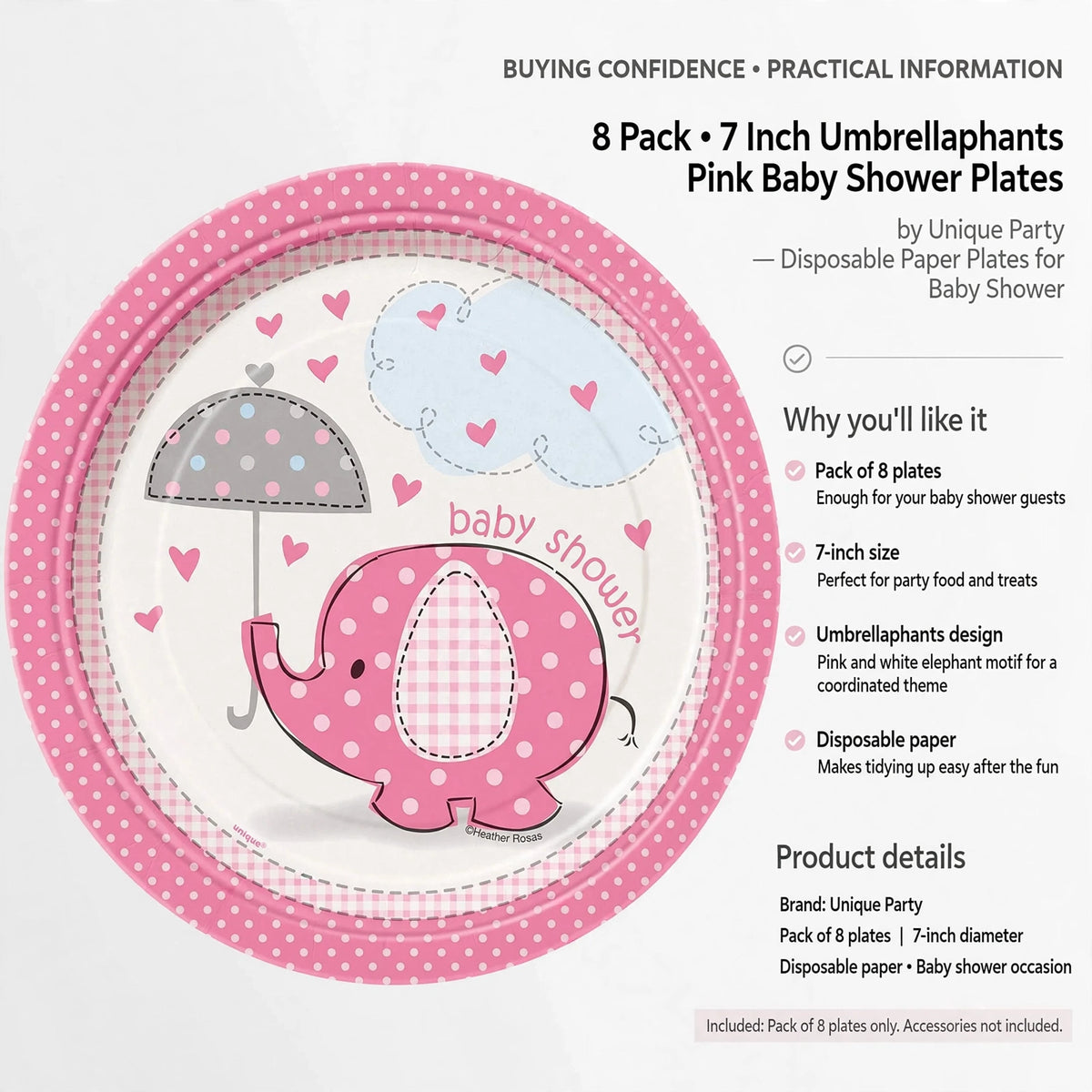 Disposable paper plates in pack of 8 suitable for baby shower food and easy cleanup