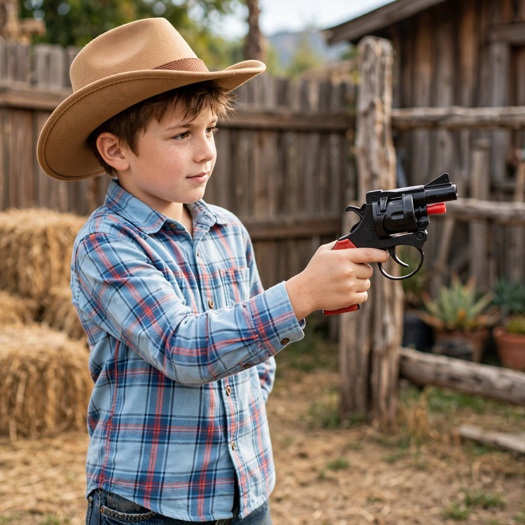 toy revolver pistol cap gun play set used for cowboy and western role play