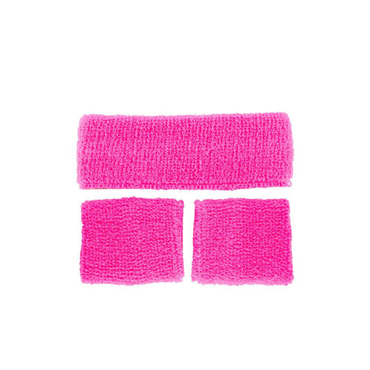 80's Sweatband & Wristbands - NEON PINK, 1x Headband & 2x Wristbands | Why Not Shop