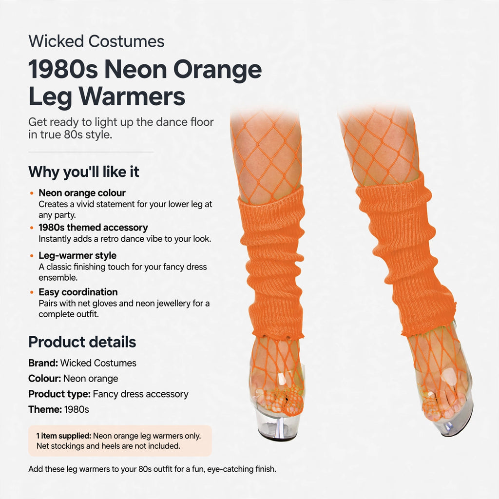 1980s themed fancy dress accessory in neon orange colour