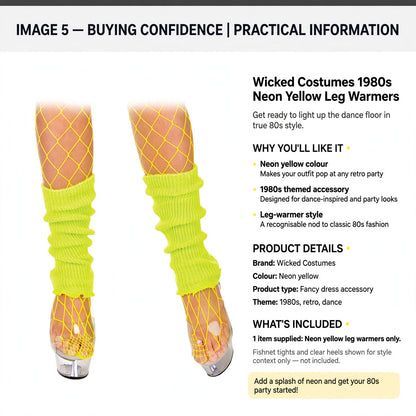 1980s themed neon yellow leg warmers for retro party outfits