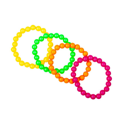 80s Neon Bead Bracelets - 4 Pack: Retro Party Favors | Merthyr Tydfil | Why Not Shop Online