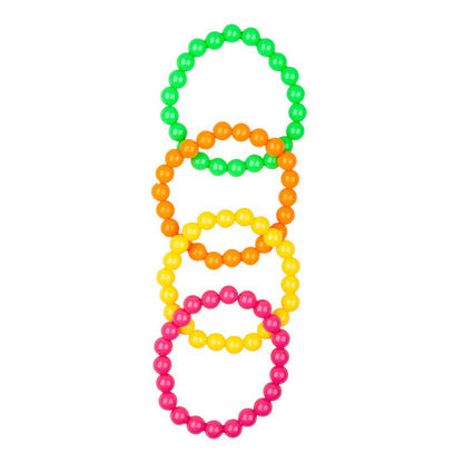 80s Neon Bead Bracelets - 4 Pack: Retro Party Favors | Merthyr Tydfil | Why Not Shop Online