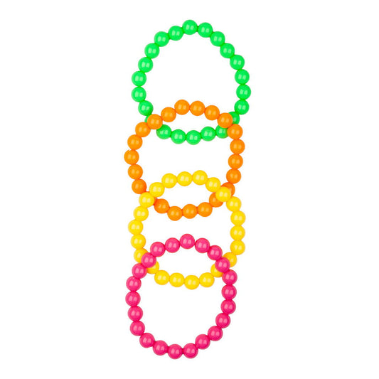 80s Neon Bead Bracelets - 4 Pack: Retro Party Favors | Merthyr Tydfil | Why Not Shop Online