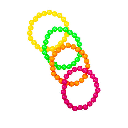 80s Neon Bead Bracelets - 4 Pack: Retro Party Favors | Merthyr Tydfil | Why Not Shop Online