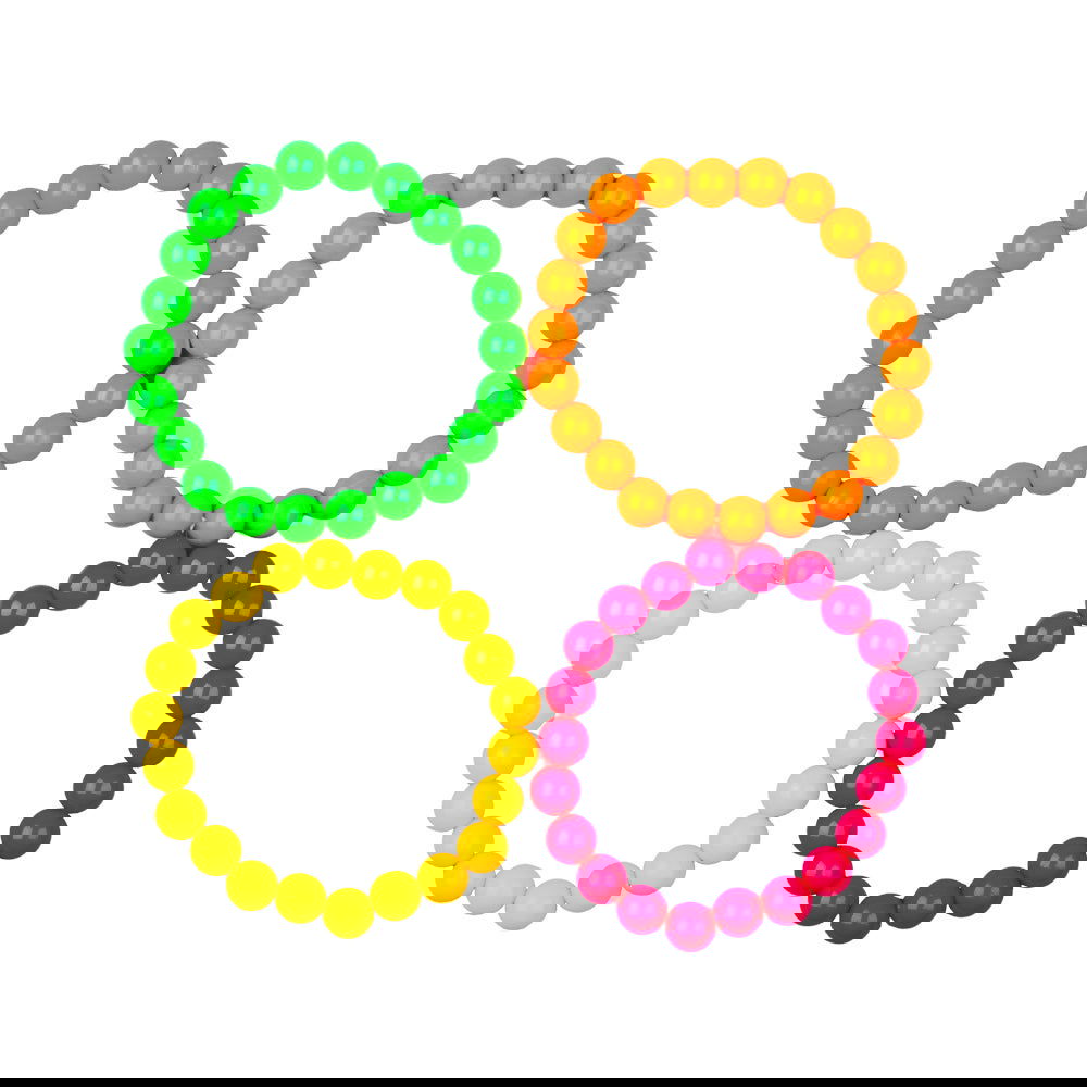 80s Neon Bead Bracelets - 4 Pack: Retro Party Favors | Merthyr Tydfil | Why Not Shop Online