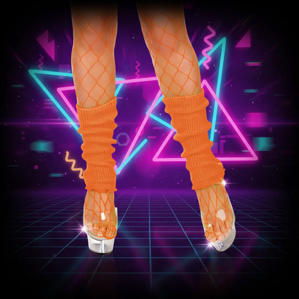 Wicked Costumes 80s Neon Orange Leg Warmers - Retro Dance Accessory - Why Not Shop