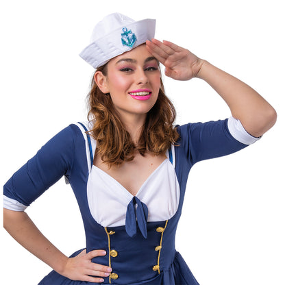 Sailor Doughboy Hat With Blue Sequin Anchor | Merthyr Tydfil | Why Not Shop Online