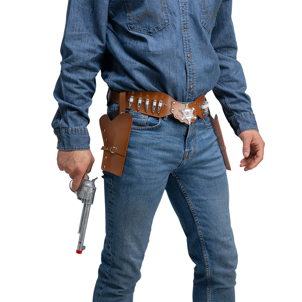 Adults Fancy Dress Brown Cowboy Belt With 2 Holsters | Merthyr Tydfil | Why Not Shop Online