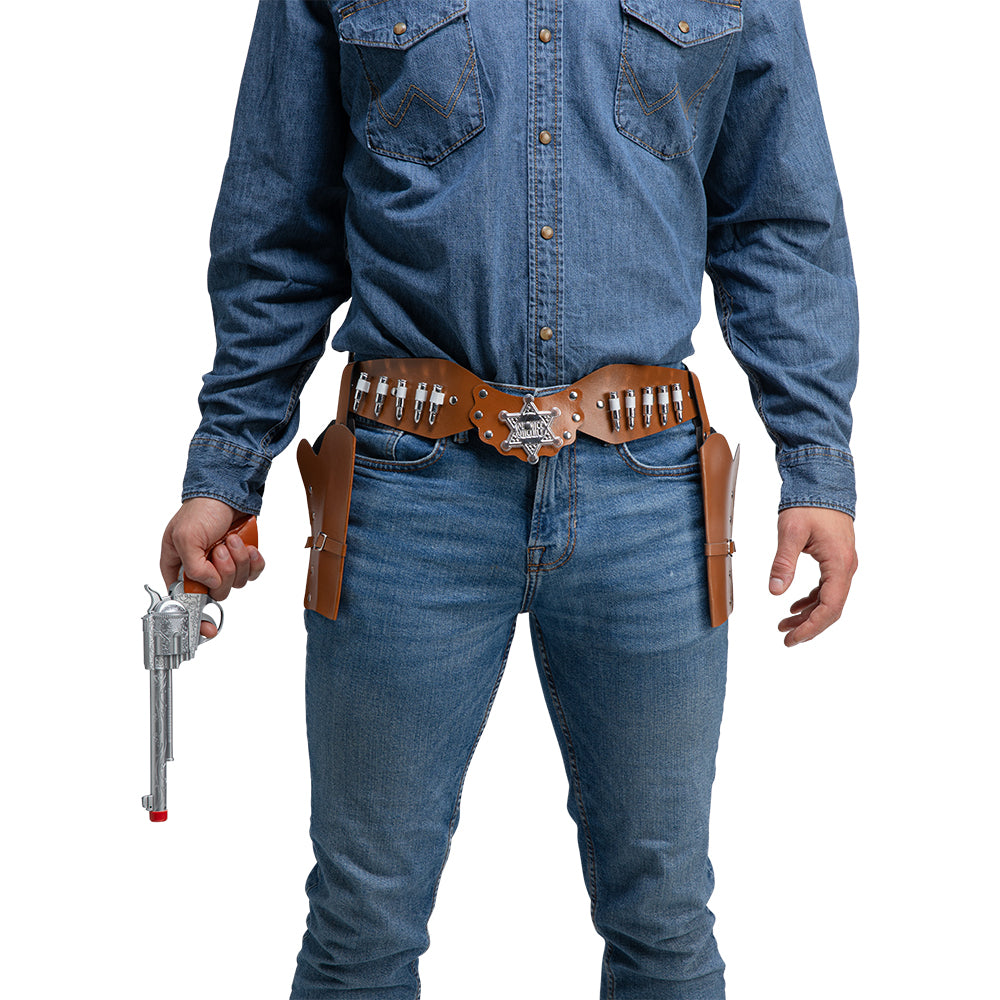 Adults Fancy Dress Brown Cowboy Belt With 2 Holsters | Merthyr Tydfil | Why Not Shop Online