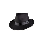 Classic Black Fedora Hat flat lay product view