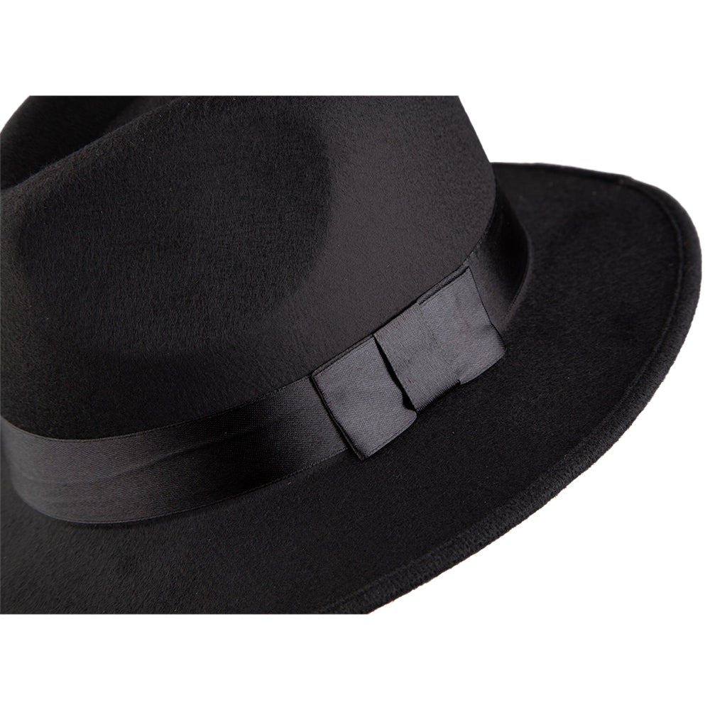 Classic Black Fedora Hat side view