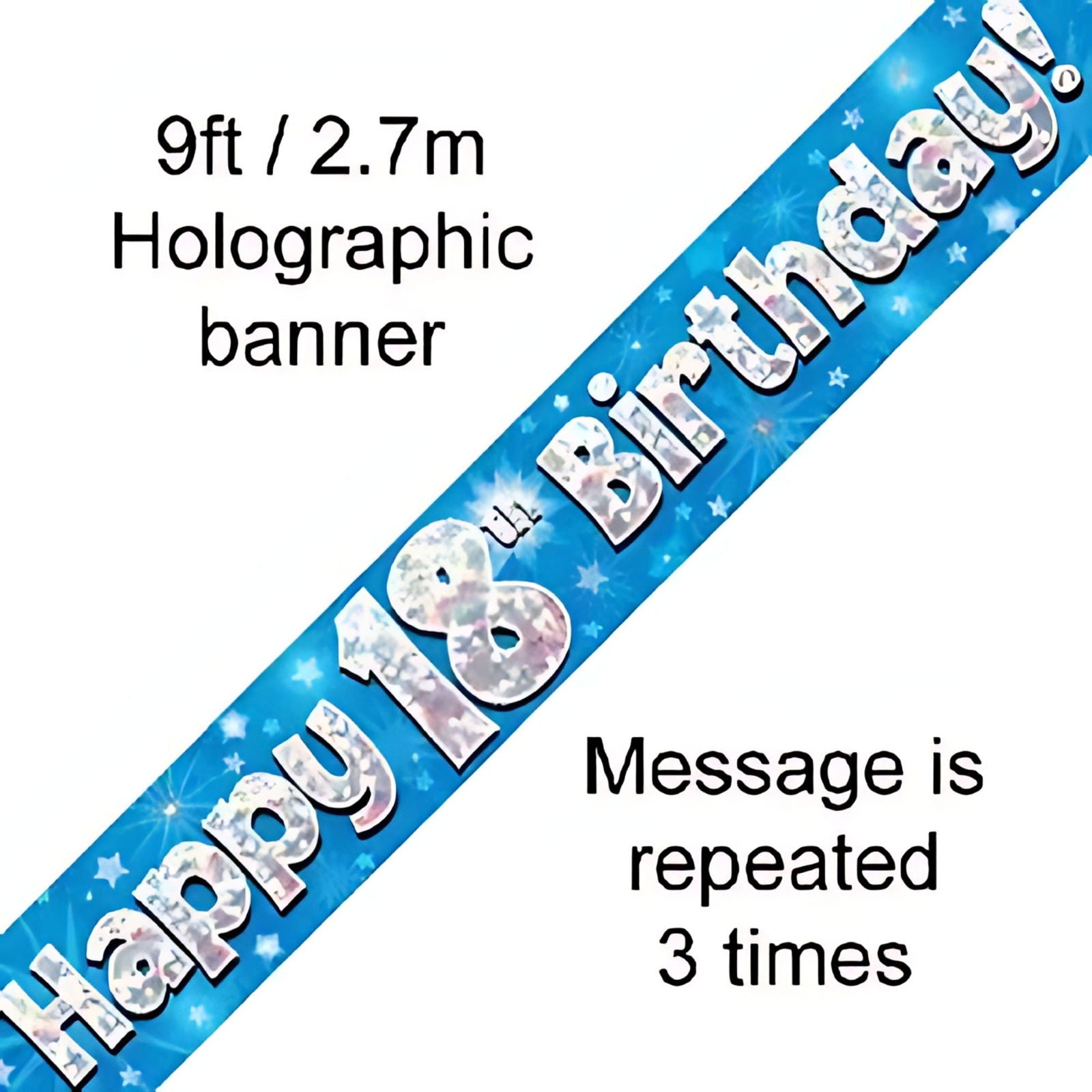 9ft Blue Holographic 18th Birthday Banner | Merthyr Tydfil | Why Not Shop Online