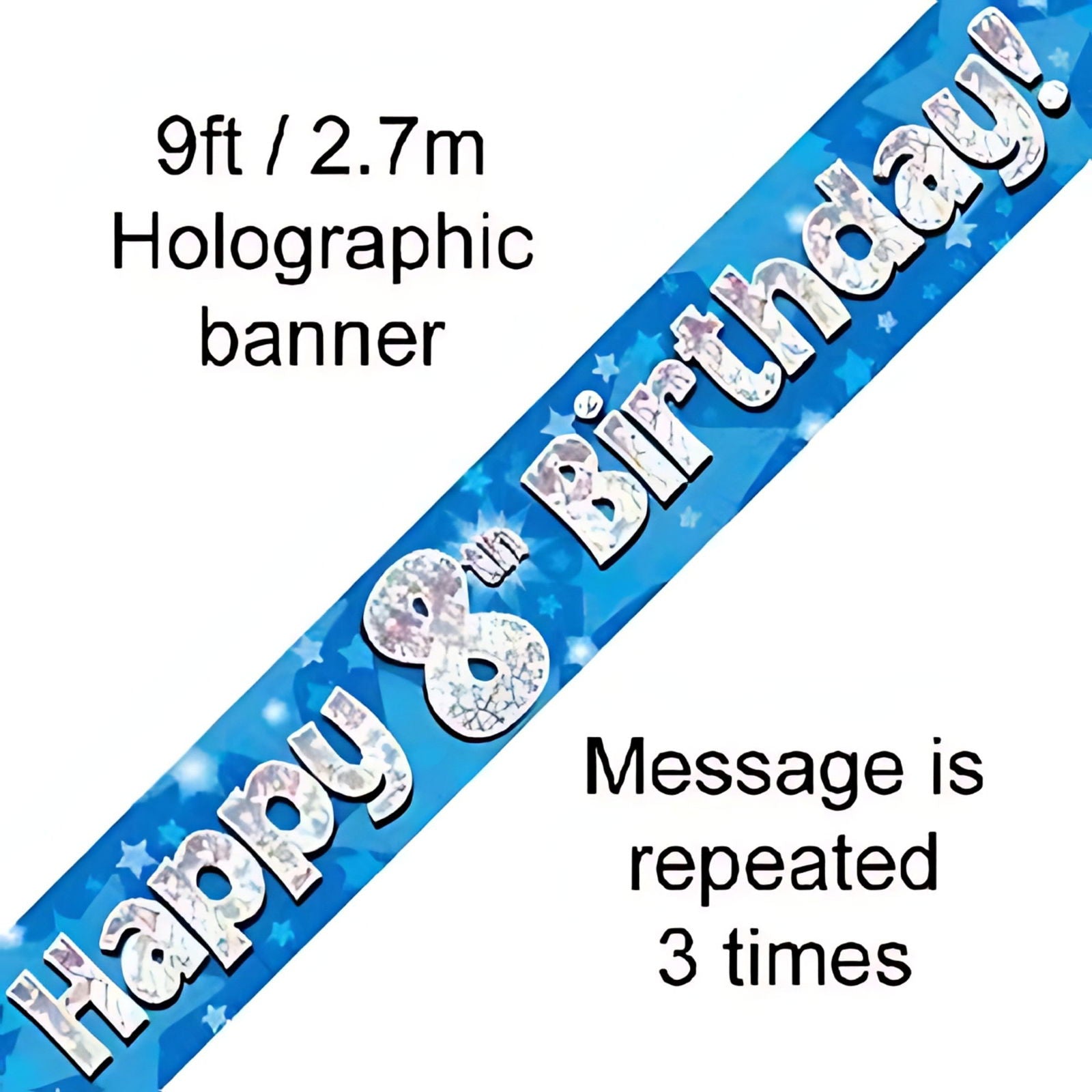 9ft Blue Holographic 8th Birthday Banner | Merthyr Tydfil | Why Not Shop Online