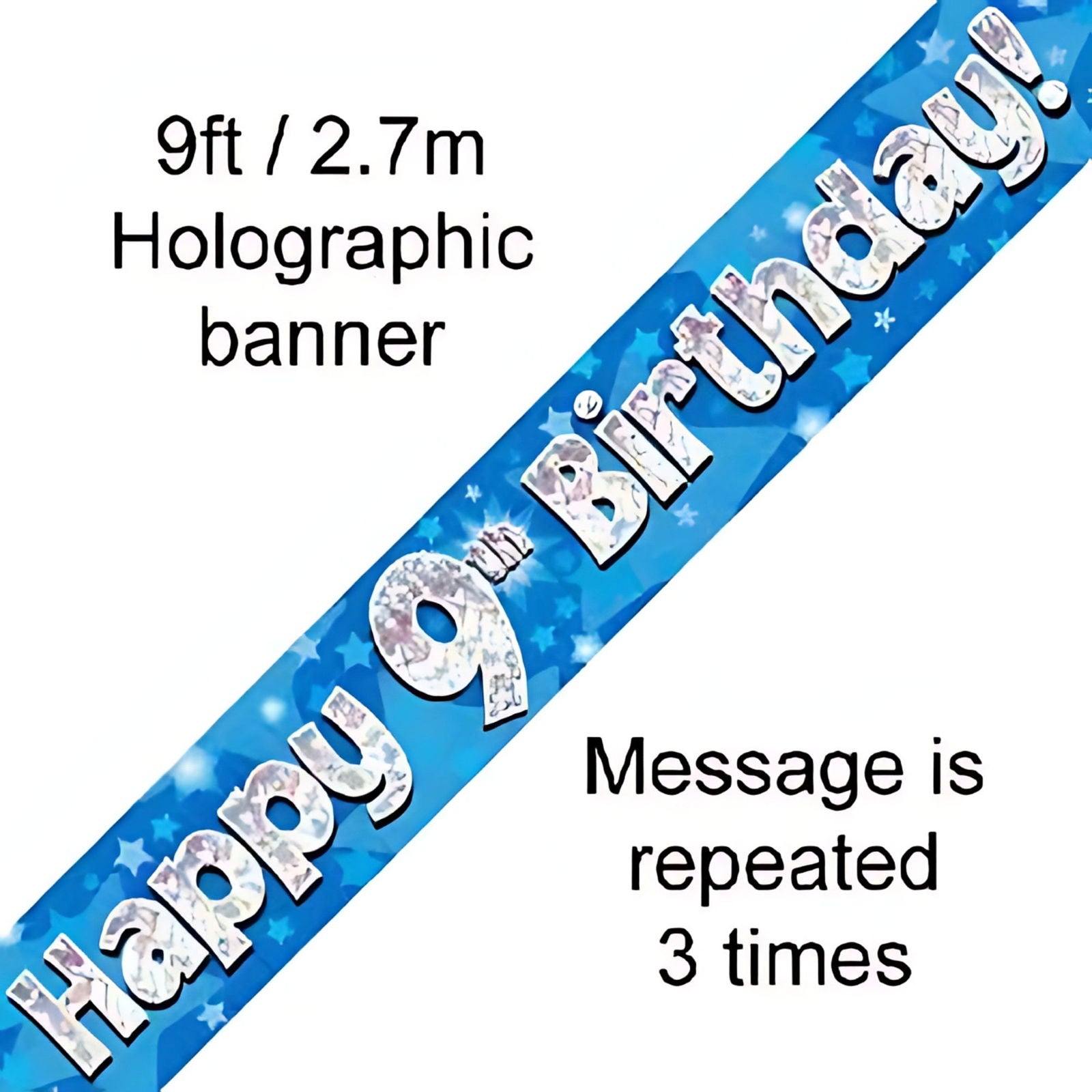 9ft Blue Holographic 9th Birthday Banner | Merthyr Tydfil | Why Not Shop Online