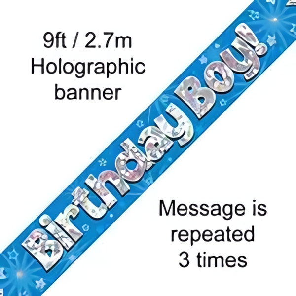 9ft Blue Holographic Birthday Boy Banner | Merthyr Tydfil | Why Not Shop Online