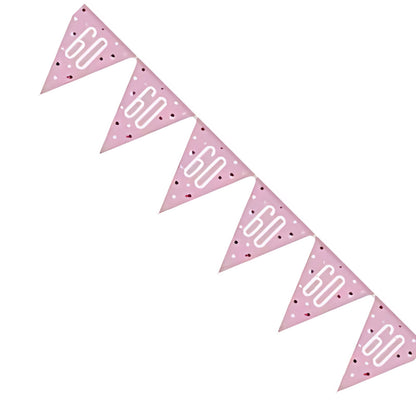 9ft Glitz Pink 60th Flag Banner Bunting | Merthyr Tydfil | Why Not Shop Online