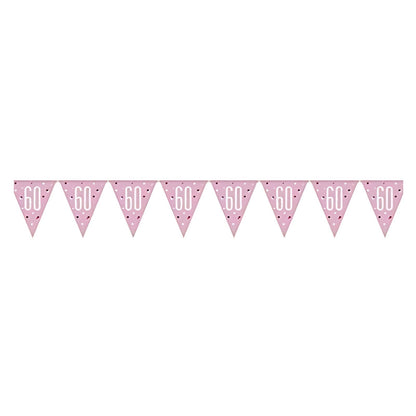 9ft Glitz Pink 60th Flag Banner Bunting | Merthyr Tydfil | Why Not Shop Online