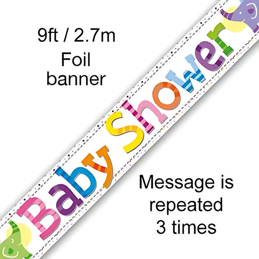 9ft Multi-Colour Baby Shower Elephants Banner | Why Not Shop