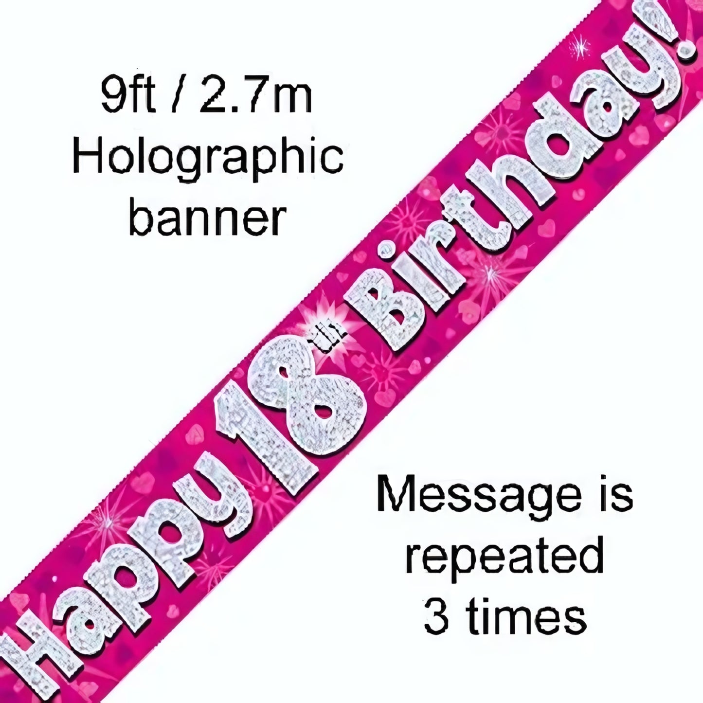 9ft Pink Holographic 18th Birthday Banner | Merthyr Tydfil | Why Not Shop Online