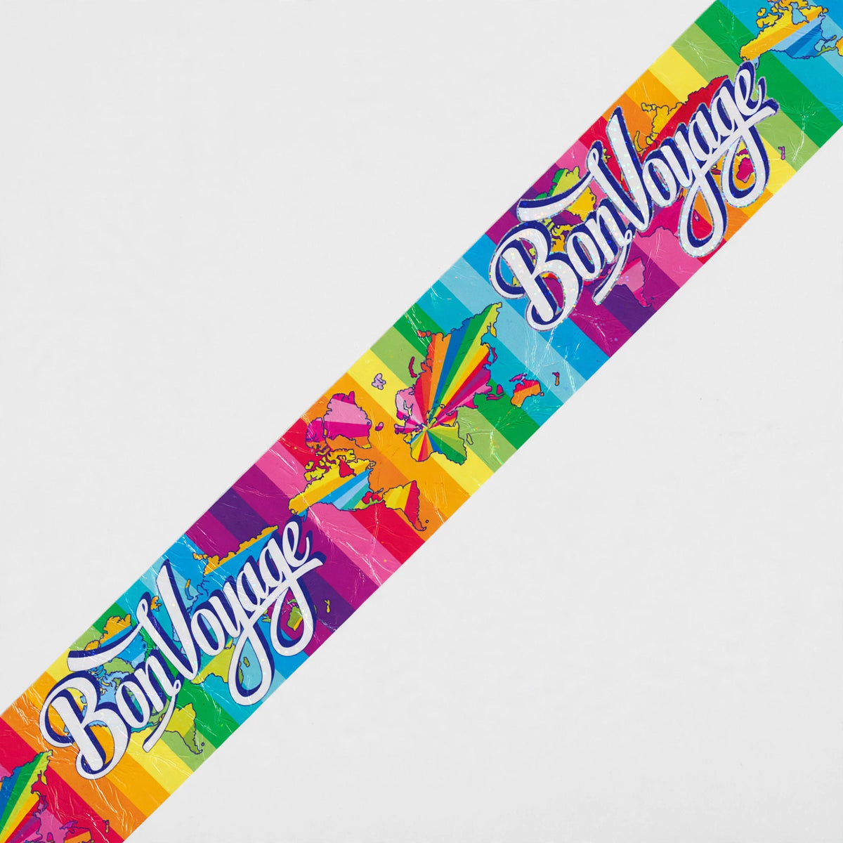 Close-up of Bon Voyage Metallic Banner showing individual pennants on metallic cord