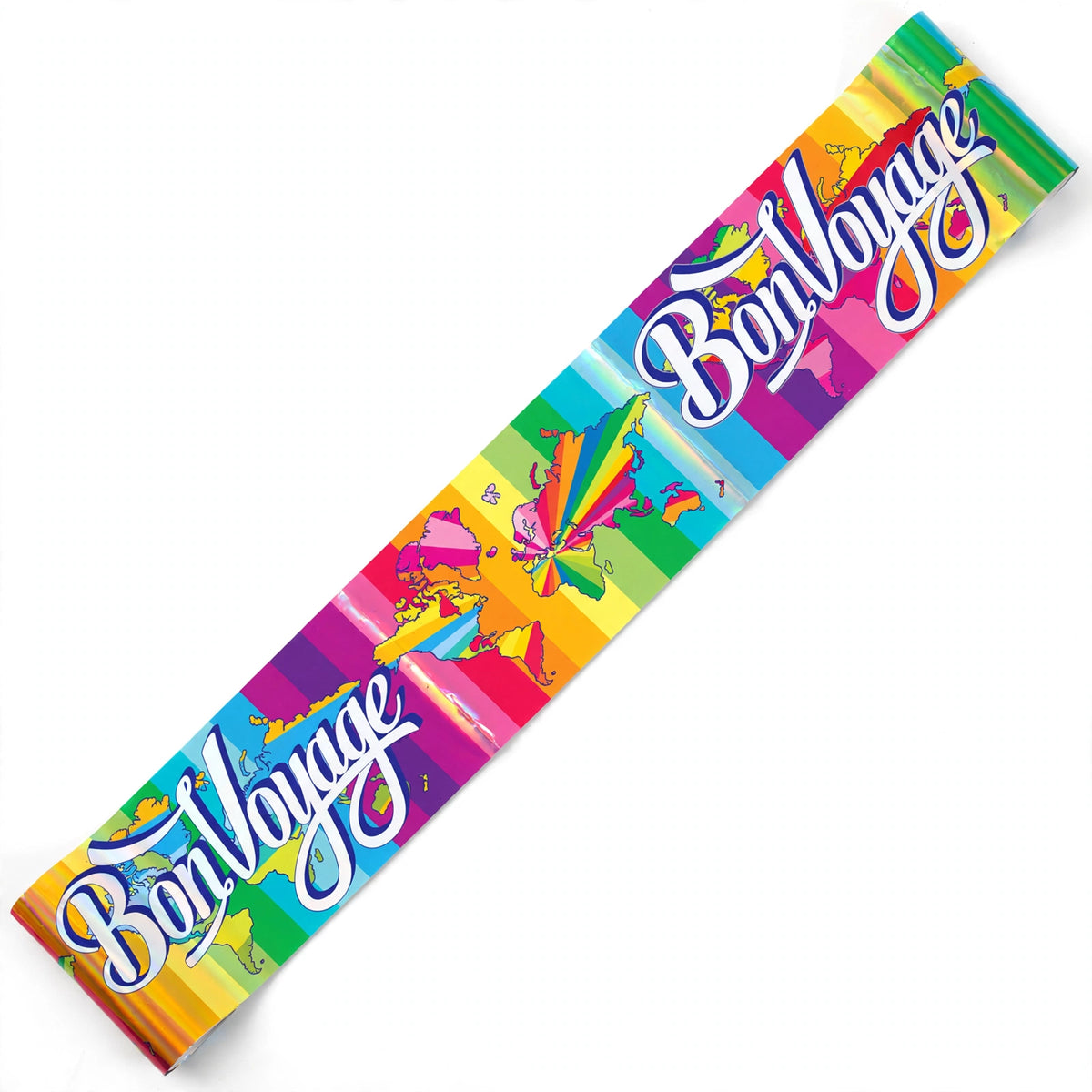 9ft Bon Voyage Metallic Banner with pennant bunting style and metallic finish