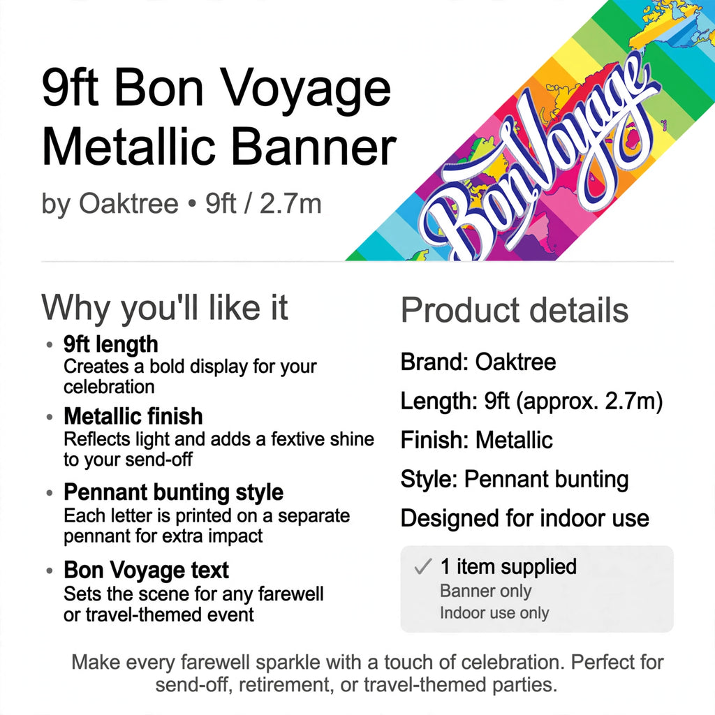 Designed for indoor use with metallic finish and 9ft length for festive display