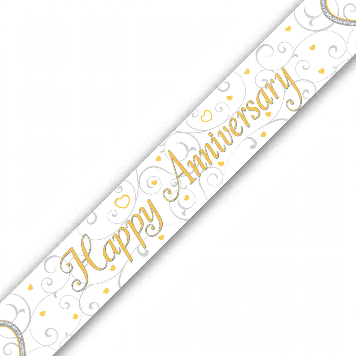 9ft Happy Anniversary banner with red and pink linked hearts design