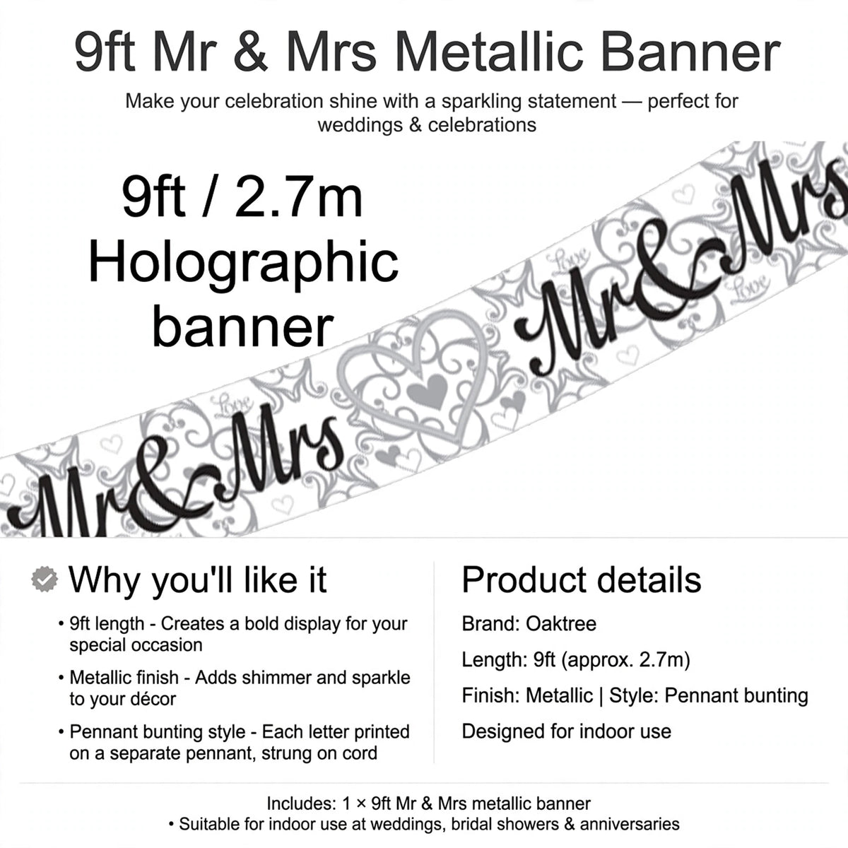 Banner designed for indoor use with cord or ribbon for hanging