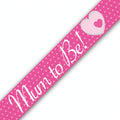 9ft Mum To Be banner with holographic silver finish and Mum To Be text